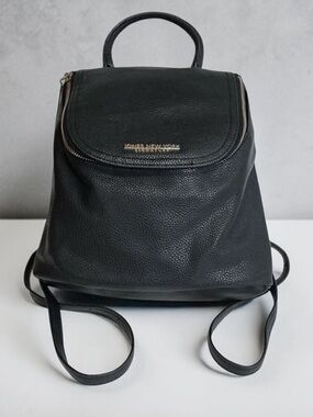 Jones New York Black Pebbled Leather Signature Backpack